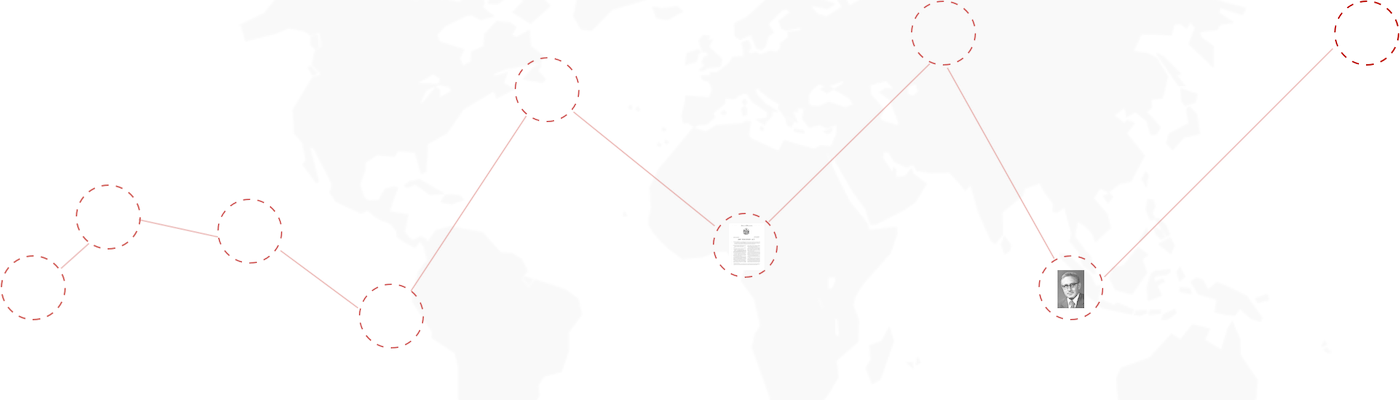 Map of the globe with a connected graph